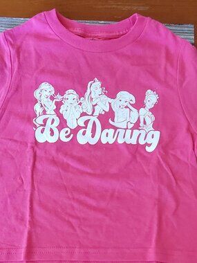 Disney Store Girl's Pink Princess  T-Shirt Size X-Small 4 “Be Daring” NWT